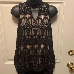 Lace overlay sleeveless top